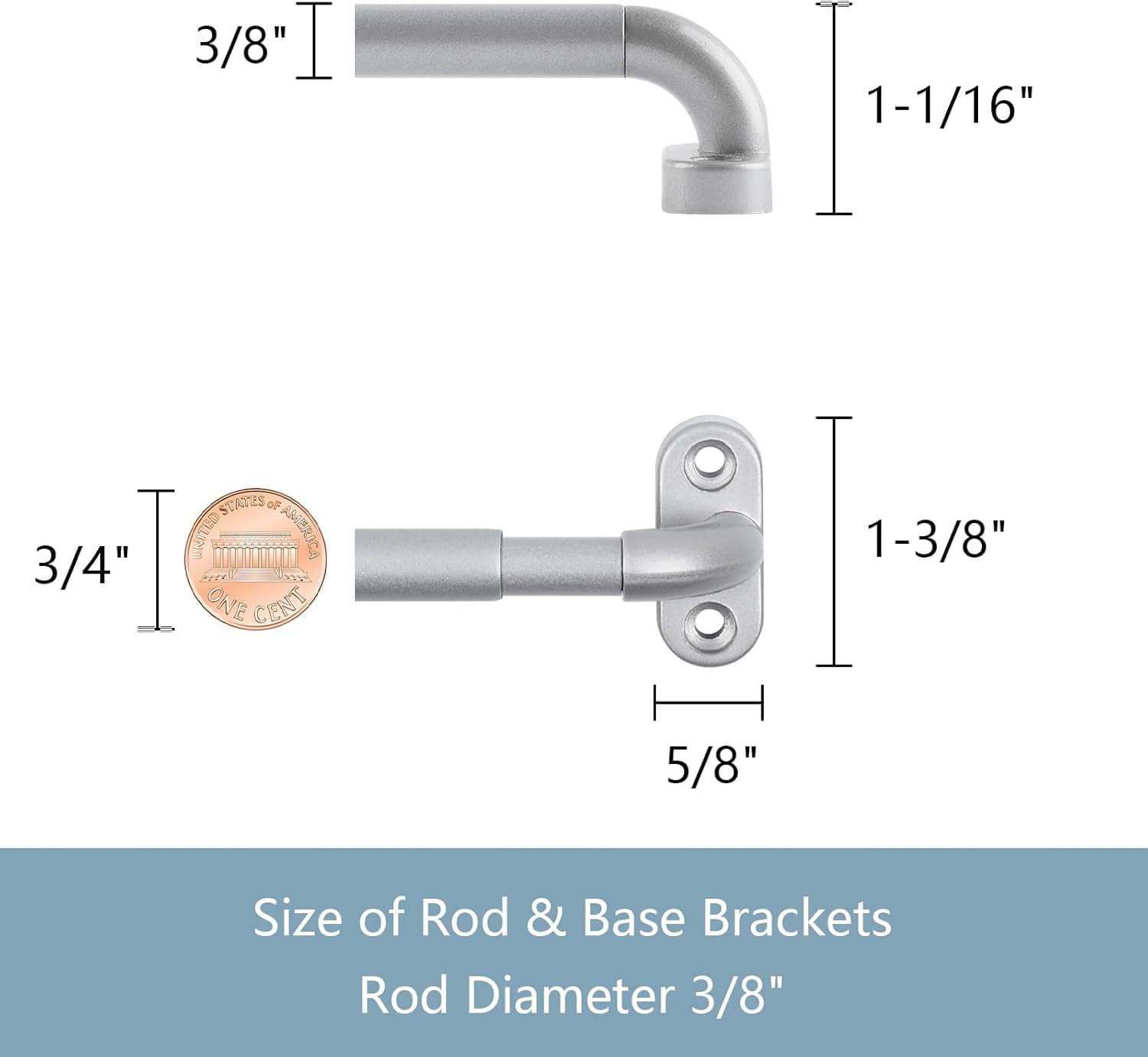 NestE - 2 Pack Screwed Sash Curtain Rod Adjustable 9-12 Inch, 3/8 In. Diameter, Mini Sidelight Window Rod (Nickel)