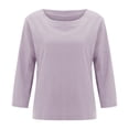 thumbnail image 4 of Tweang Cotton Blend Tops for Women Cotton Linen Pleated Belt Pocket Gauze Shirts Linen Tops Cotton Linen Shirts Boho Beach Gauze Blouses Boho Retro Embroidered Tops Roll Up Short Sleeve Purple L, 4 of 4