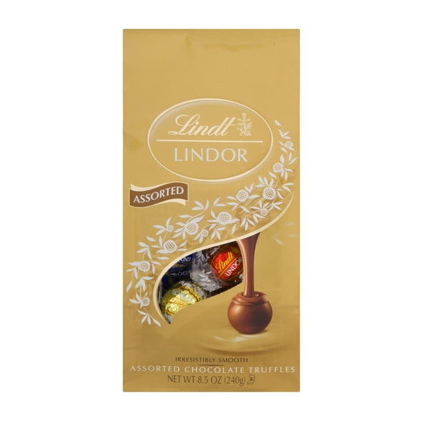 Lindt Lindor 3 Flavors Assorted Chocolate Candy Truffles, 8.5 oz Bag