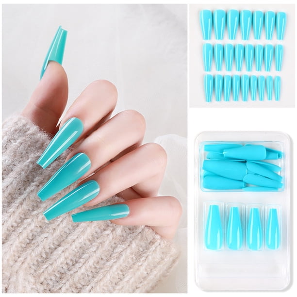 Uñas postizas a presión, regalo para mujer, 24 uñas postizas largas de cobertura completa, puntas de ataúd, manicura artística de bailarina, pegatinas para uñas.