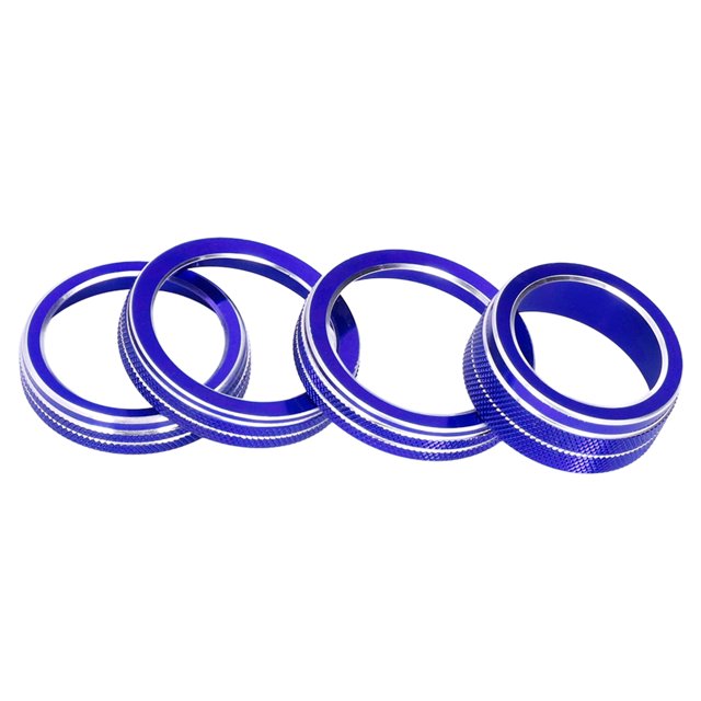 Cubierta de la perilla del interruptor del aire acondicionado, cubierta de la perilla del faro, adornos de botón de CA de aleación de aluminio para accesorios JL 2018‑2021 (rojo/negro/azul)(Azul)