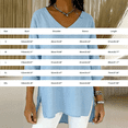 thumbnail image 4 of Blouses For Women Cotton And Linen Casual V Neck Front Short Back Long Loose Long Sleeved Womens Tops, 4 of 4