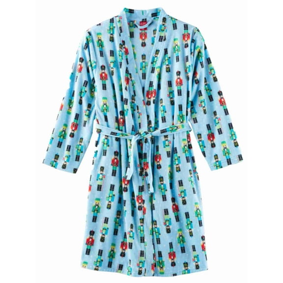 Little Boys Blue Fleece Nutcracker Bath Robe Christmas Holiday Housecoat 4