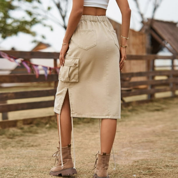 nsendm Female Skirt Adult Skirt Women Women s denim lace up