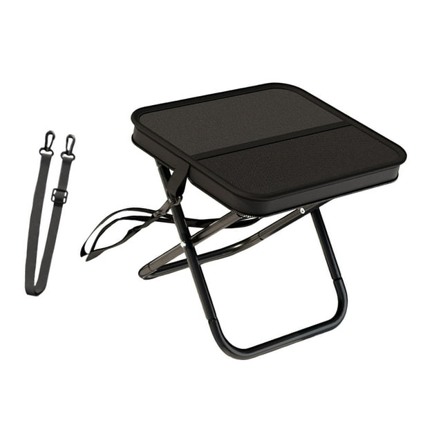 Taburete plegable para acampar con estructura en forma de X, silla de pesca para mochileros, barbacoas y playa. Negro