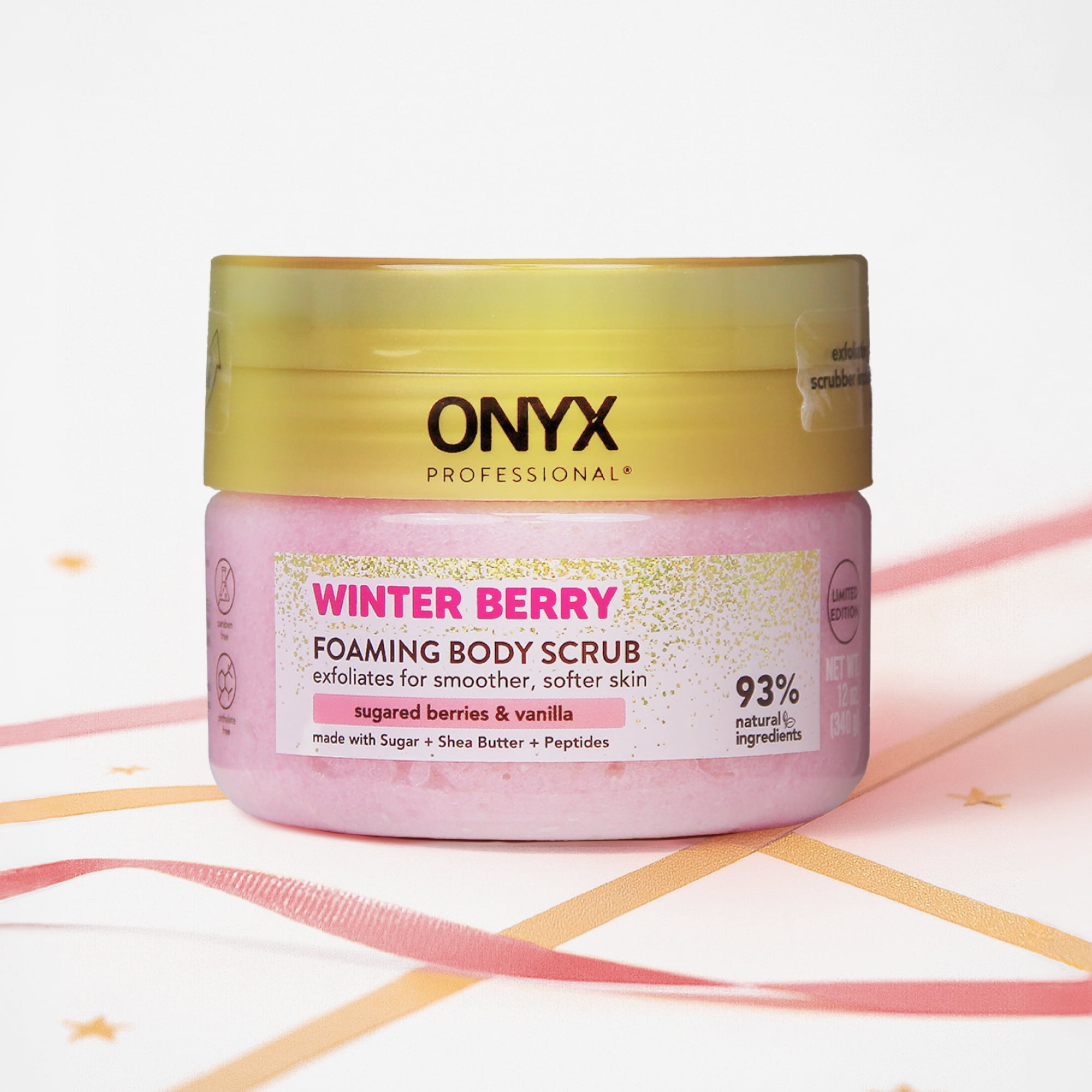 ONYX Professional Foaming Body Scrub with Scrubber, Winter Berry, 12 oz