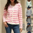 thumbnail image 3 of Cardigan à Rayures pour Femmes Pull Tendance Manches Longues Bouton vers le Bas Cardigans en Tricot, 3 of 8