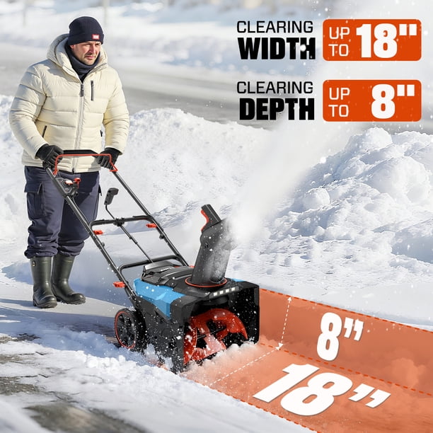 SENIX 40V 18-inch Cordless Snow Blower with 2 x 5.0Ah Batteries