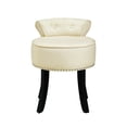 thumbnail image 3 of Neilson Cream White Linen Vanity Stool - Nailhead Trim, Rolled Back,, 3 of 8