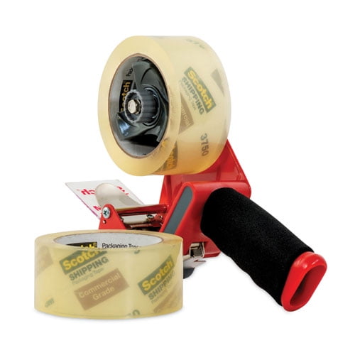 Packaging Tape Dispenser With Two Rolls Of Tape, 3" Core, For Rolls Up To 0.75" X 60 Yds, Red | Bundle of 10 Packs