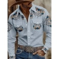 thumbnail image 4 of Men's Western Shirts Long Sleeve Embroideres Cowboy Shirts Casual Button Down Shirt Black XXL, 4 of 4