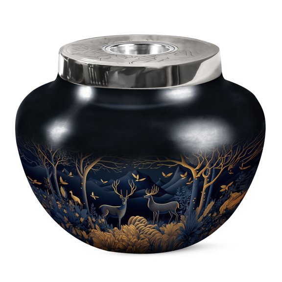 KARYLIZ Deer Cremation Urn - Large Urn For Human Ashes Adult Female - Memorial Ash Holder For Burial - Funeral Decorative Urns - Unique Gifts For Ashes And Cherished Memories 10 Inch