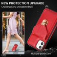 thumbnail image 5 of Dteck Case for iPhone 11 6.1-inch,Shockproof Rubber Silicone Bumper Hybrid PU Leather Card Holder Wallet Bag Pocket Back Protective Kickstand Cover with Cross Body Shoulder Strap,Red, 5 of 6