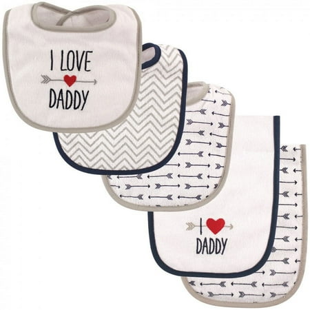UPC: 0660168023909 | Luvable Friends Baby Boy Bib and Burp Cloth Set 5pk Boy Daddy One Size