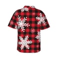 thumbnail image 3 of Balery Snowflakes On A Buffalo Plaid Print Men's Hawaiian Shirts Short Sleeve Beach Shirt Relaxed Fit Vacation Button Down Shirts-Medium, 3 of 9