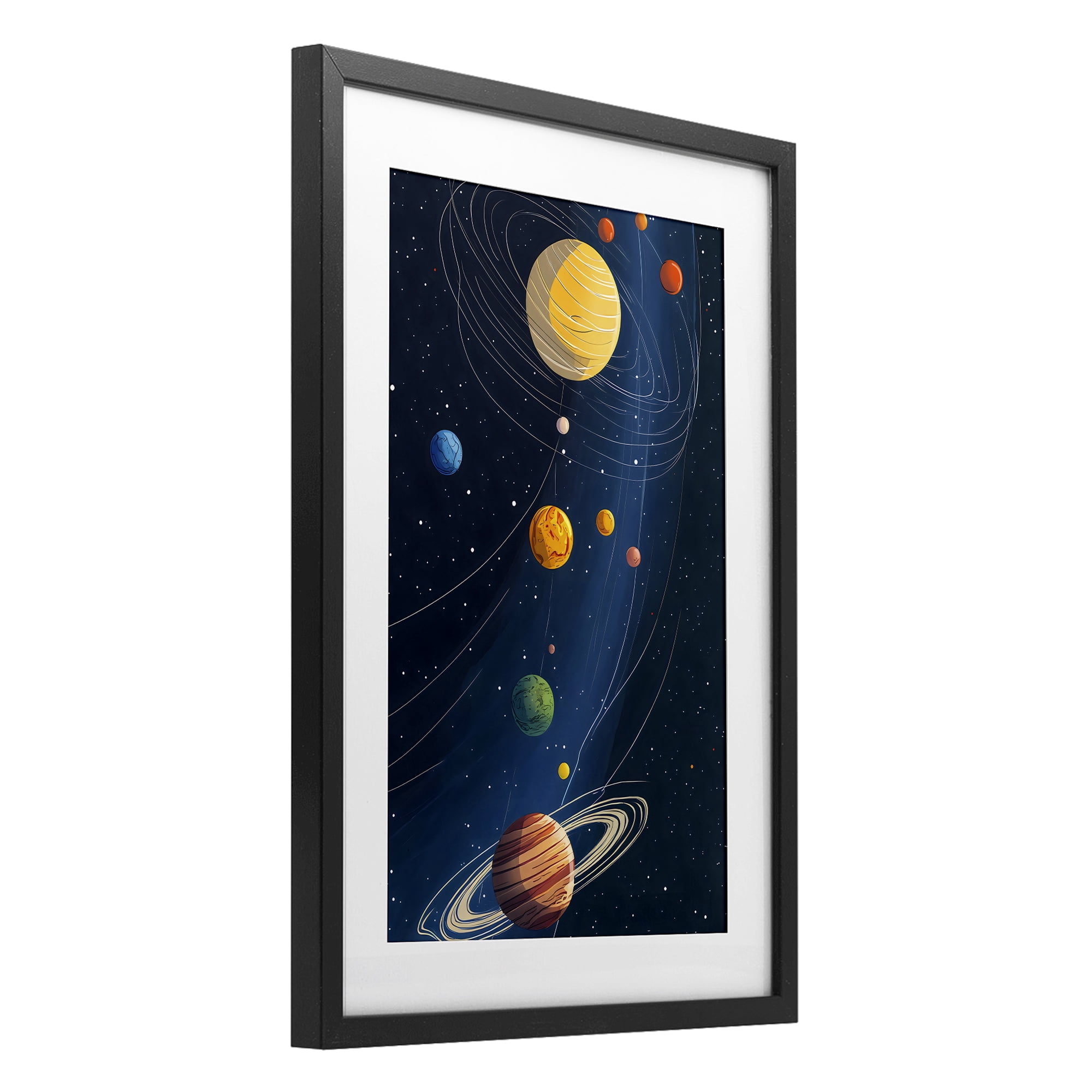 Stupell Industries Planets Aligned in Celestial Orbit Black Framed Print Under Glass, design by Creative Studio