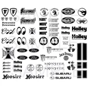 1:64,1:43,1:32,1:24 BLACK&WHTE WATER-SLIDE DECALS FOR HOT WHEELS, SLOT CAR MODEL