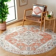 thumbnail image 2 of SAFAVIEH Arizona Tyler Oriental Machine Washable Area Rug, Ivory/Rust, 6' x 6' Round, 2 of 7
