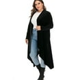 thumbnail image 4 of SAYFUT Juniors' Plus Size Lightweight Sweater Casual Cardigan Long Sleeve Open Front Cardigan Duster Sweater XL-5XL Black/Purple, 4 of 6