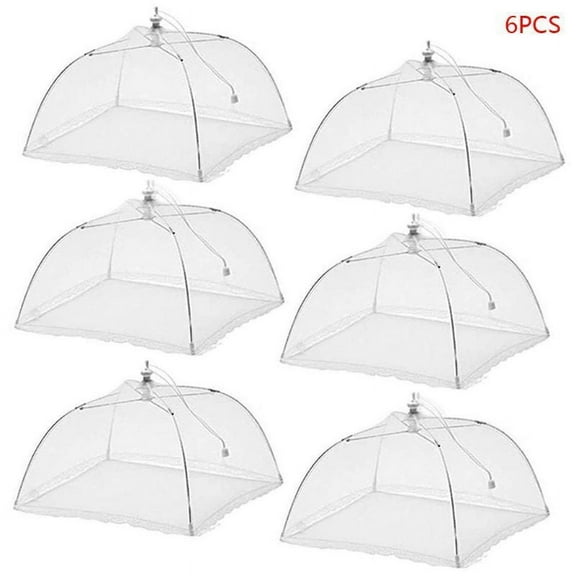 HOWEN Pop-Up Large & Jumbo Outdoor Food Tent Covers Collapsible Mesh Umbrella 17 x 17",6 Pack Set