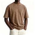 thumbnail image 2 of OIOLOYJM Oversized Vintage Washed Tshirts for Men Short Sleeve Crewneck Cotton Basic Tees Retro Loose Outdoor Solid Work Shirts Light Brown XL, 2 of 5
