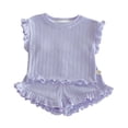 thumbnail image 3 of SONGGE Summer Girls Outfit Sets 2 Piece Stretchy Solid Color Tank Tops With Ruffle Trim And Elastic Waist Shorts Toddler Casual Playwear Back To School Stylish Clothes Sets, 3 of 3