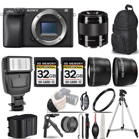 Sony a6400 Mirrorless Camera +50mm f/1.8 OSS Lens (Black) +Flash +64GB- Kit