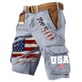 thumbnail image 2 of 250 Anniversary USA Shorts Men American Flag Patriotic Cargo Shorts with Multi Pockets 1776-Vintage Cargo Short Gray 3XL, 2 of 4