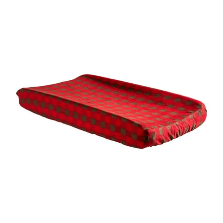 UPC: 0846216044571 | Trend Lab Brown and Red Buffalo Check Deluxe Flannel Changing Pad Cover