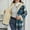 Blue, variant on Women's Plaid Sherpa Lined Jacket Hooded Fleece Coat Oversized Zip Up Winter Outerwear​​, Gray