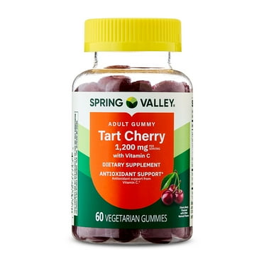 Spring Valley Tart Cherry with Vitamin C Dietary Supplement Vegetarian Gummies, 1200 mg, 60 Count