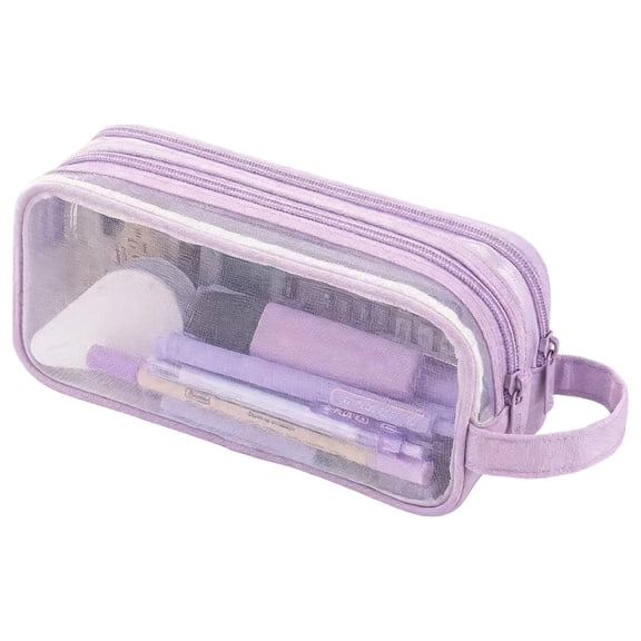 Large Capacity Pencil Case, Double Layer Mesh Stationery Bag with Transparent Visual Design, Multifunctional Pen Organizer for Primarys Office Exam Supplies