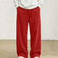 thumbnail image 2 of SGFCWSX Boys Wide Leg Pants, Loose Fit Corduroy Elastic Waist Casual Trousers for School Streetwear Outfits Red Size 7, 2 of 9