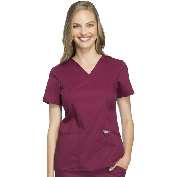 Cherokee Cherokee Workwear Revolution Scrubs Top for Women Mock Wrap