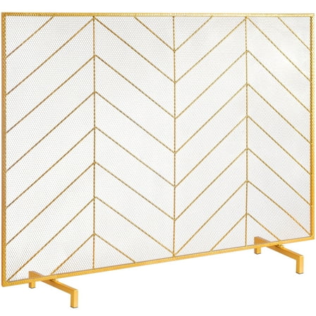 VEVOR Fireplace Screen Single Panel, Sturdy Iron Mesh Fireplace Screen, 38.6"(L) x29.8"(H) Spark Guard Cover, Simple Installation, Free Standing Fire Fence Grate for Living Room Home Decor Modern