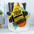thumbnail image 4 of Fitness Soft Flannel Fleece Throw Blanket, Sore Today Strong Tomorrow Gym Words Typography Colorful Energetic Brushstrokes, Cozy Plush for Indoor and Outdoor Use, 50" x 60", Multicolor, by Ambesonne, 4 of 5