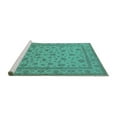 thumbnail image 2 of Ahgly Company Machine Washable Indoor Round Oriental Turquoise Blue Traditional Area Rugs, 7' Round, 2 of 4