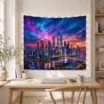 thumbnail image 5 of Futuristic Cityscape Night with Numerous Tall Skyscrapers, Mystical Fantasy for Space Lovers, Wall Decor, Housewarming Gift, Tapestry Wall Hanging for Dorm and Living Room, 5 of 7