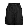 thumbnail image 3 of Paille Women Cargo Shorts Summer Casual Linen Loose Plus Size Street Bottoms Black XL, 3 of 7