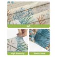 thumbnail image 4 of Beige Beach Coastal Bar Stool Covers Set of 4, Summer Nautical Coral Shell Botanical Vintage Stretch Bar Chair Covers with Backs, Removable Pub Counter Height Chair Cover for Kitchen Dining Room Cafe, 4 of 7