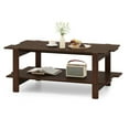 thumbnail image 6 of Resenkos Wood Slat Coffee Table with Lower Storage Shelf, Walnut Finish, 6 of 8