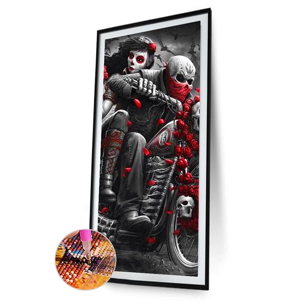 Cuadros Decorativos 5D completo taladro diamante pintura cráneo belleza cruz puntada mosaico Kit (hg381) Ehuebsd embutido en tela