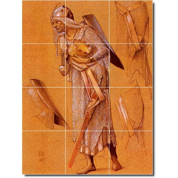 Ceramic Tile Mural-Edward Burne-Jones Illustration Painting 37. 36" w x 48" h using (12) 12 x 12 ceramic tiles