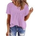 thumbnail image 1 of CHGBMOK Womens T-Shirts Mode Décontractée Manches Courtes Col Rond Plié Blouse Tailles S, 1 of 8