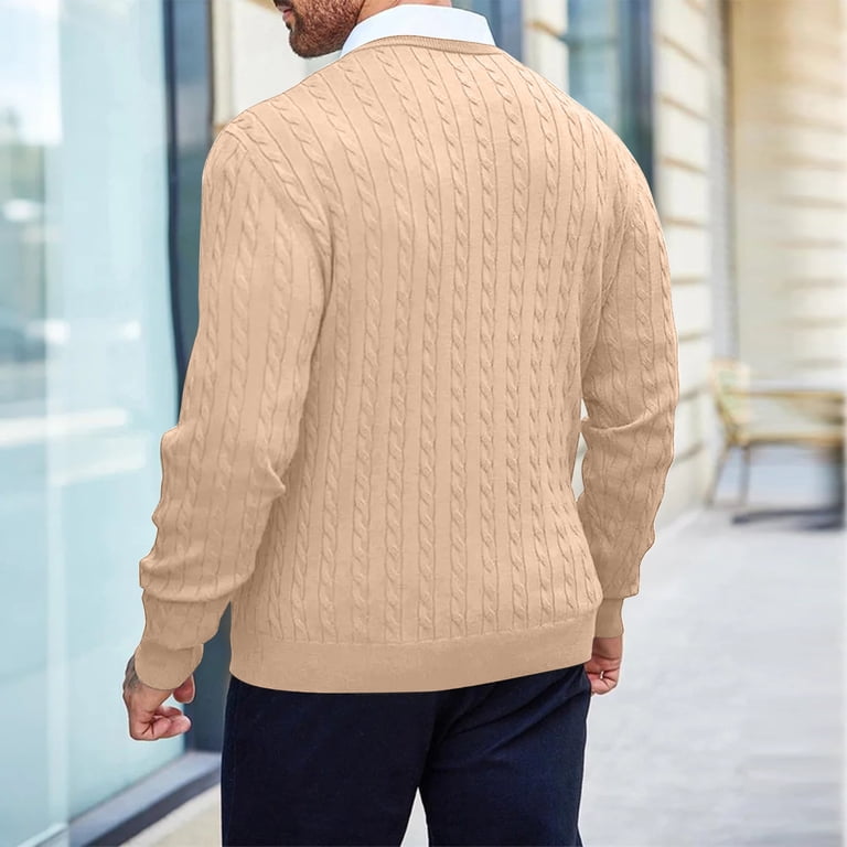 navy blue dress for baby girl Domuza Sweaters for Men Crewneck Long Sleeve Casual Fashion Knit Dress  Sweater Fall Winter Soft Comfy Stretch Slim Fit Business Pullover Beige M