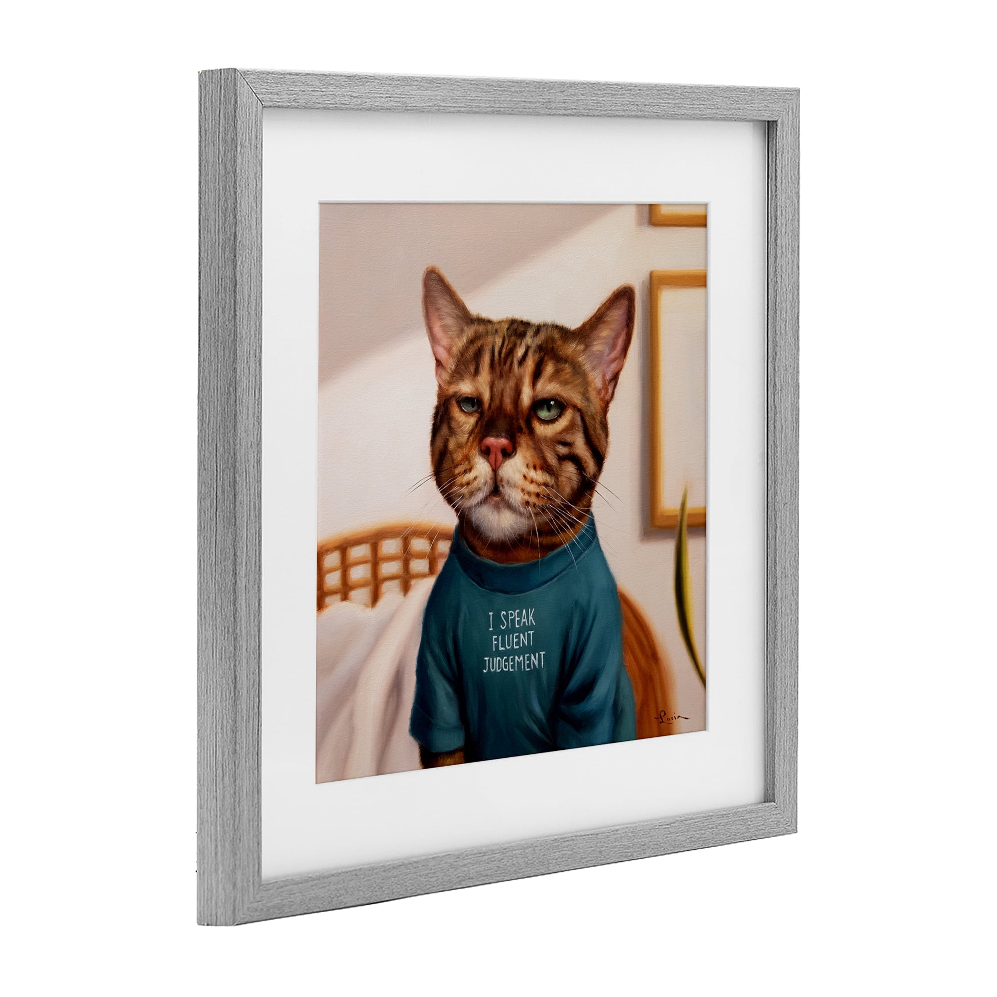 Stupell Industries Cattitude Speak Fluent Judgement Gray Framed Print Under Glass, design by Lucia Heffernan