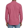 thumbnail image 5 of Cotton Blend Men Short Sleeve /Long Sleeve Button Down Shirts Solid Color Henley Collar Tshirt With Pockets, 5 of 6