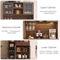 thumbnail image 3 of 71" Kitchen Hutch Storage Cabinet Set of 2 with Wine Rack & Charging Station, Pantry Cabinet, Coffee Bar Cabinet & Liquor Cabinet with Storage, LED Lights for Kitchen, Dining Room, Home Bar,(Brown), 3 of 7