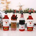 thumbnail image 4 of Juego de fundas navideñas para botellas de vino, bolsas tejidas para botellas de vino con muñeco de nieve de Papá Noel, decoraciones para mesa de cena, regalos de Año Nuevo（Mixed 3PCS, 4 of 5
