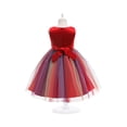 thumbnail image 3 of YOUYEDIAN Sequin Flower Girl Dress Tulle Sleeveless Rainbow Dress for Wedding Party (Red, 9-10 Years), 3 of 3